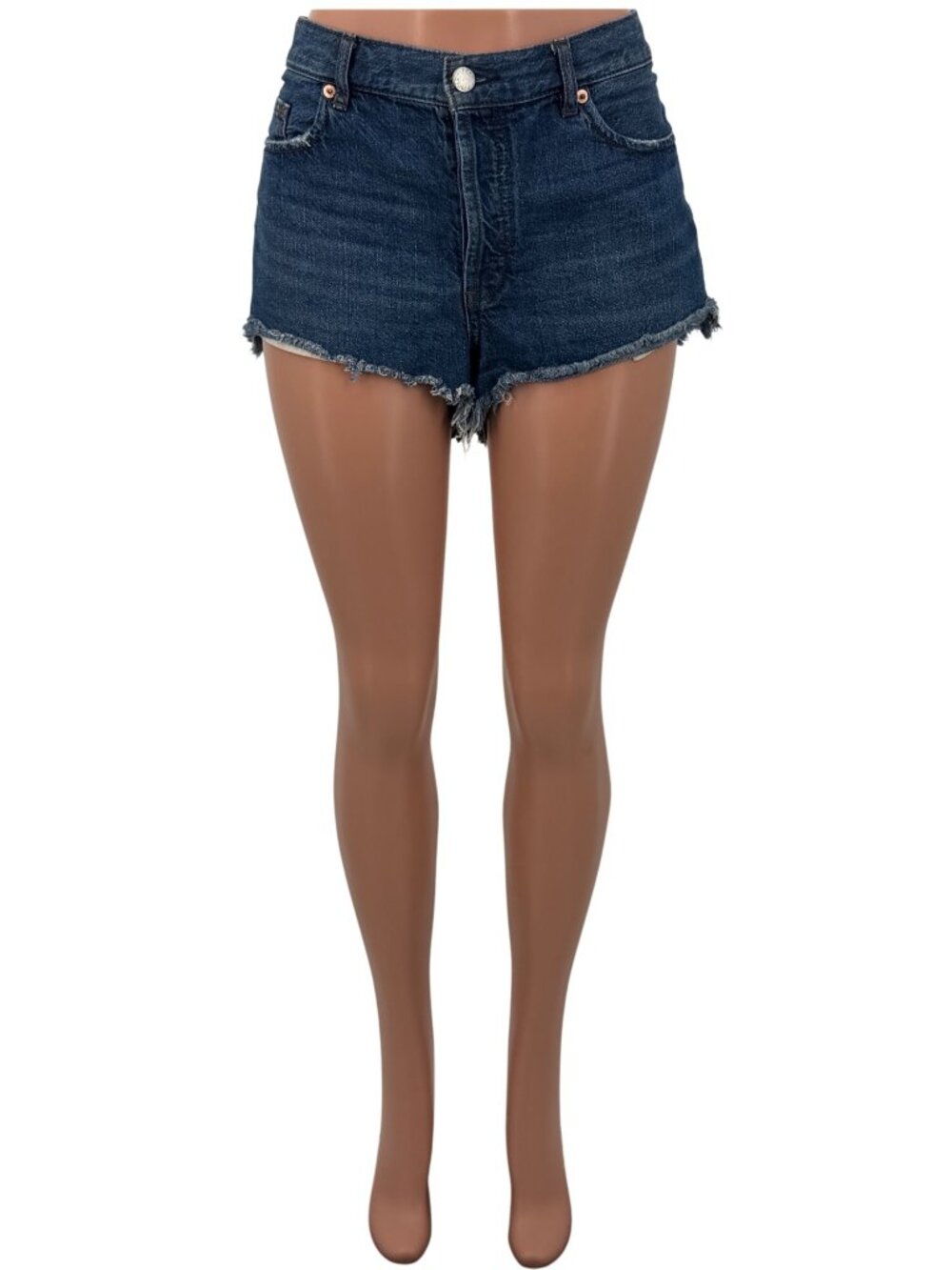 Free People Distressed Fringe Denim Jean Shorts 31| Boho Grunge Indie Sleaze Y2K - Picture 13 of 16